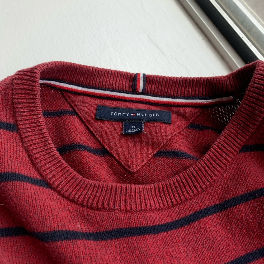 Tommy Hilfiger Red Striped Crewneck Sweater